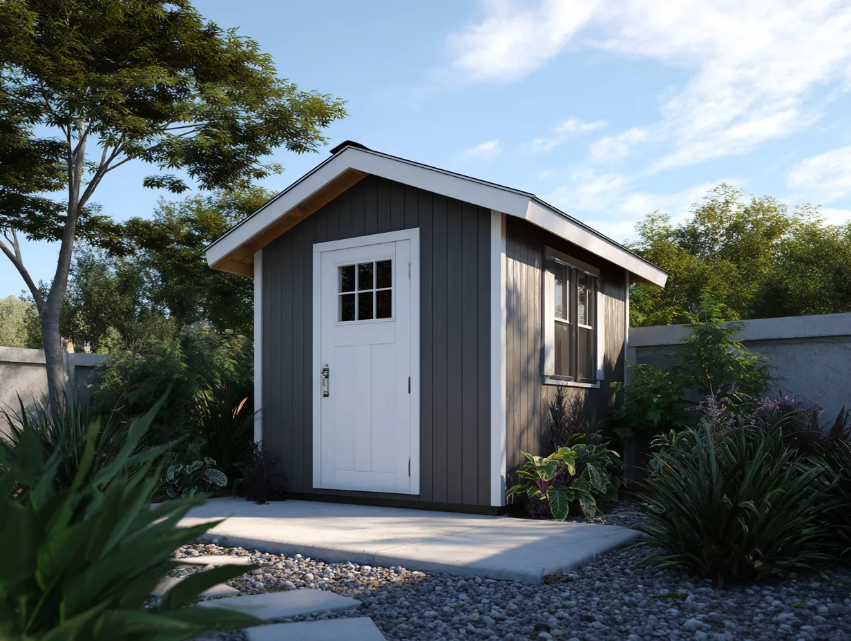 Abri de jardin - bois - 236x154x202 cm - gris-blanc - style moderne-Homigoden