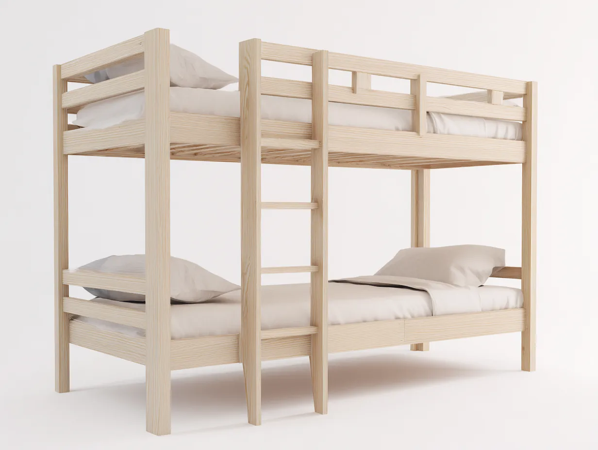 Lits superposés - bois massif - 200x98x165 cm - bois naturel - style minimaliste scandinave-Cottamyhome