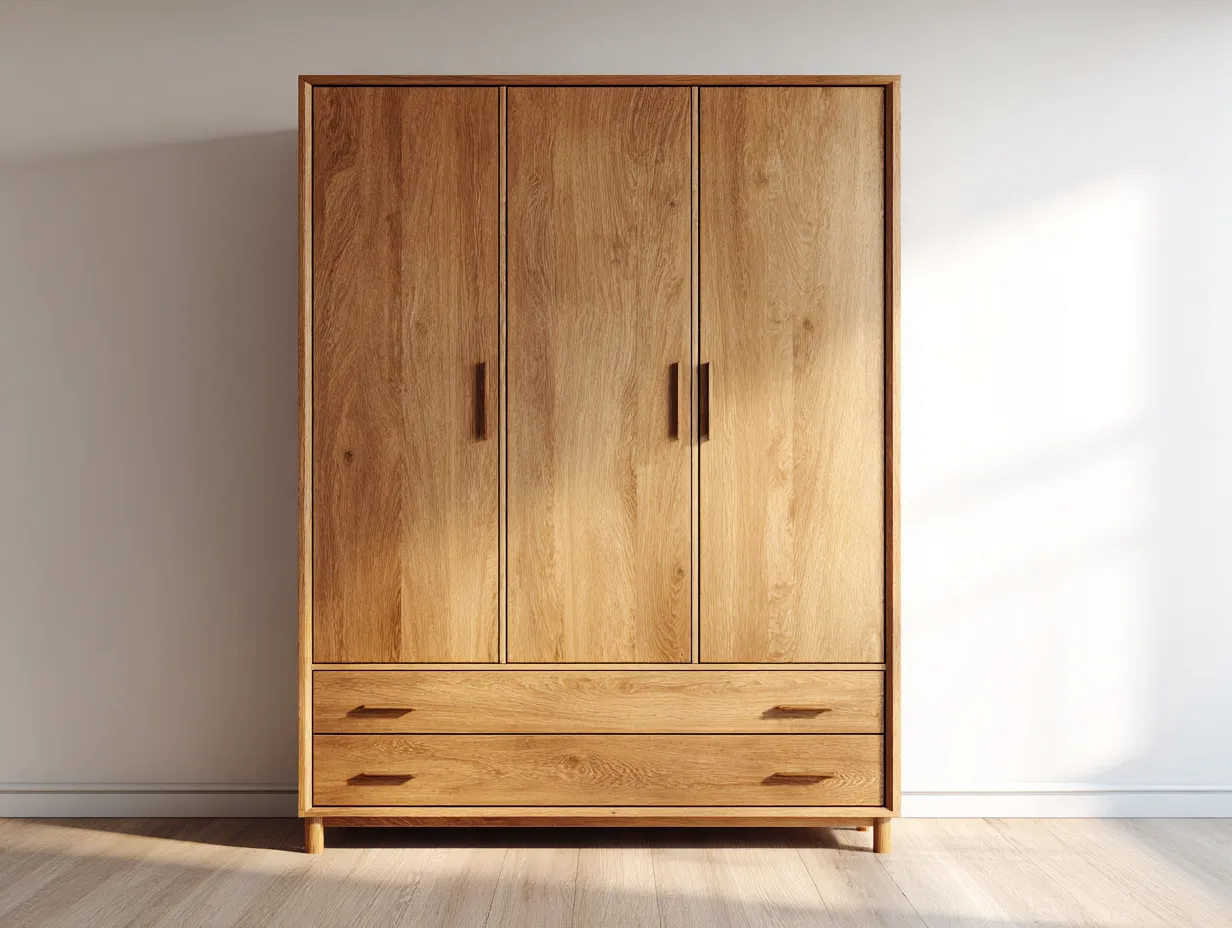 Armoire - bois - 138x60x205 cm - marron - style contemporain-Cottamyhome