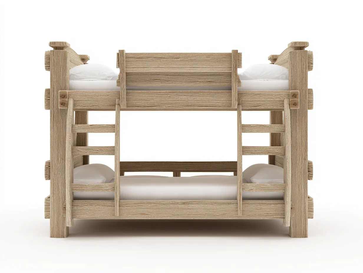 Lits superposés - bois massif - 202x100x160 cm - bois naturel - style rustique minimaliste-Cottamyhome