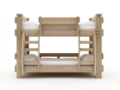 Lits superposés - bois massif - 202x100x160 cm - bois naturel - style rustique minimaliste-Cottamyhome