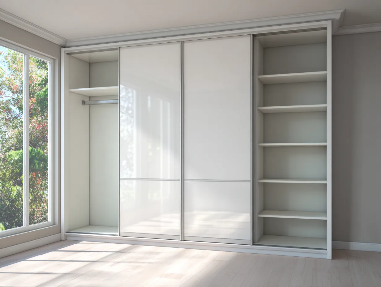 Armoire - bois-verre-métal - 260x66x225 cm - blanc - style contemporain-Cottamyhome