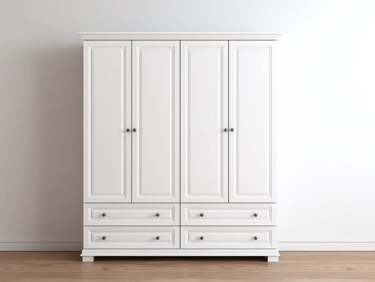 Armoire - bois - 180x58x210 cm - blanc - style classique-Cottamyhome