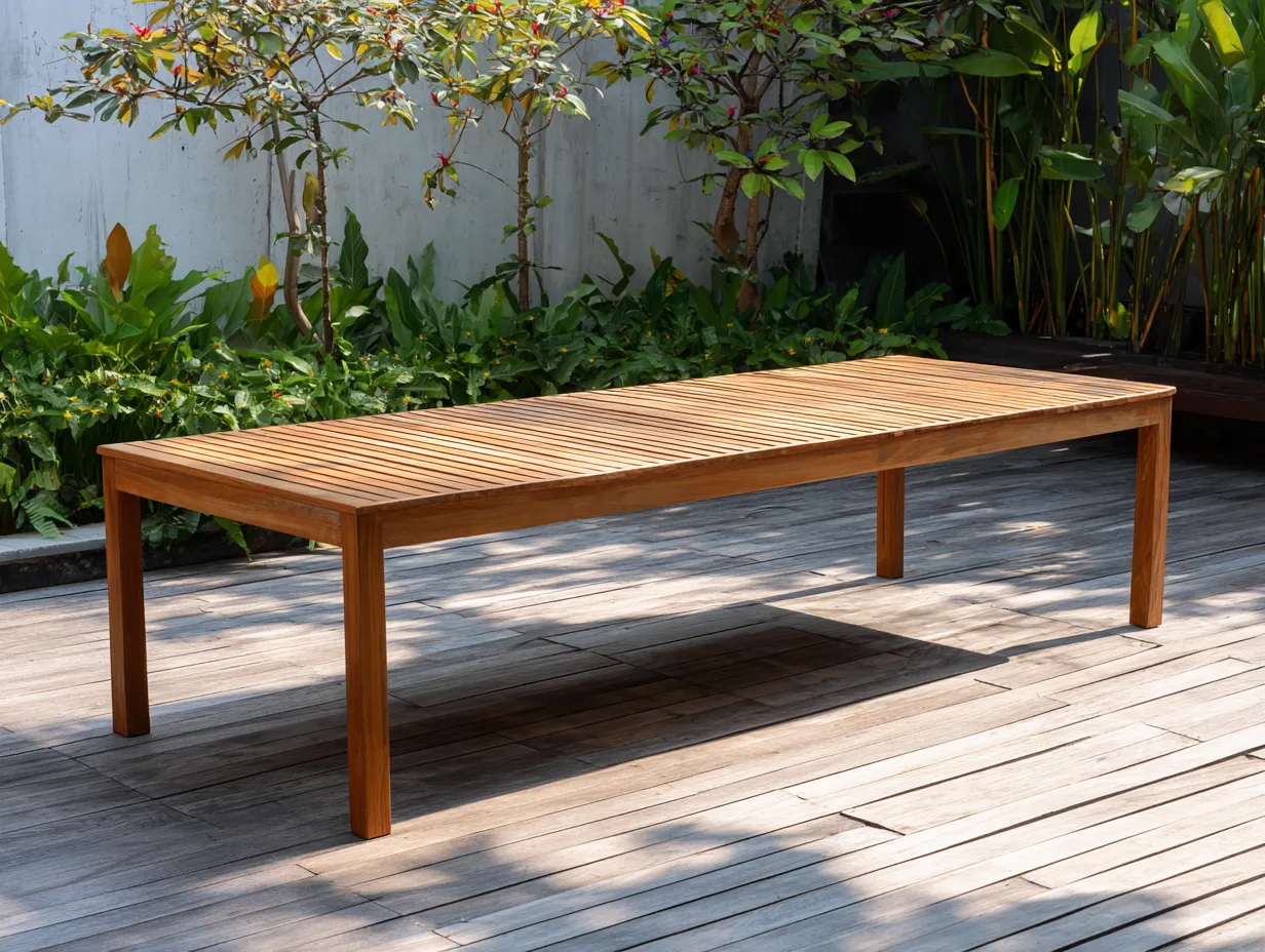 Table de jardin - bois - 225x90x73 cm - marron - style naturel-Cottamyhome