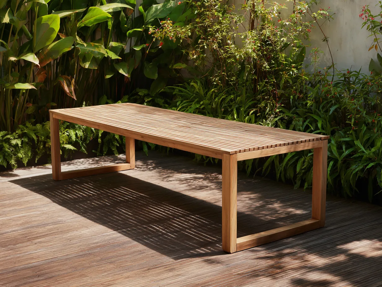 Table de jardin - bois - 230x92x75 cm - marron - style naturel-Cottamyhome