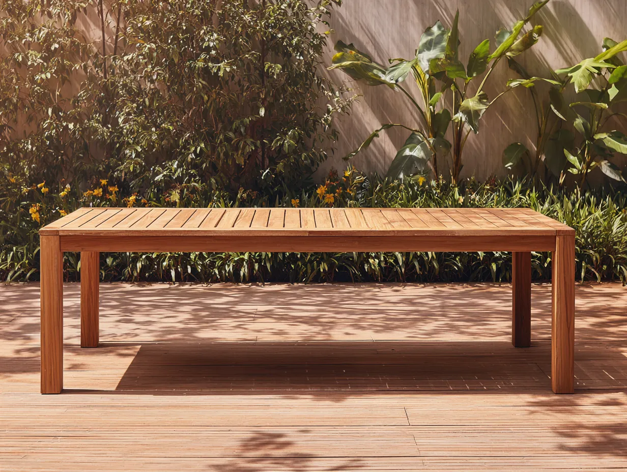 Table de jardin - bois - 215x90x74 cm - marron - style naturel-Cottamyhome