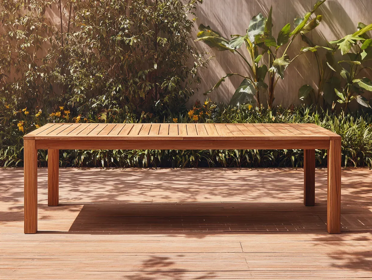 Table de jardin - bois - 215x90x74 cm - marron - style naturel-Cottamyhome