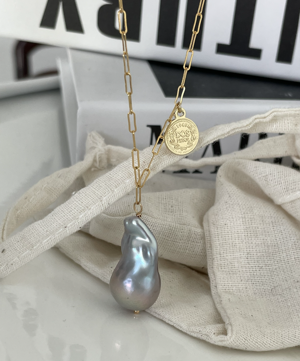 Grey Baroque necklace