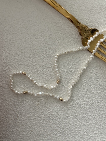 Mini baby gold bead necklace