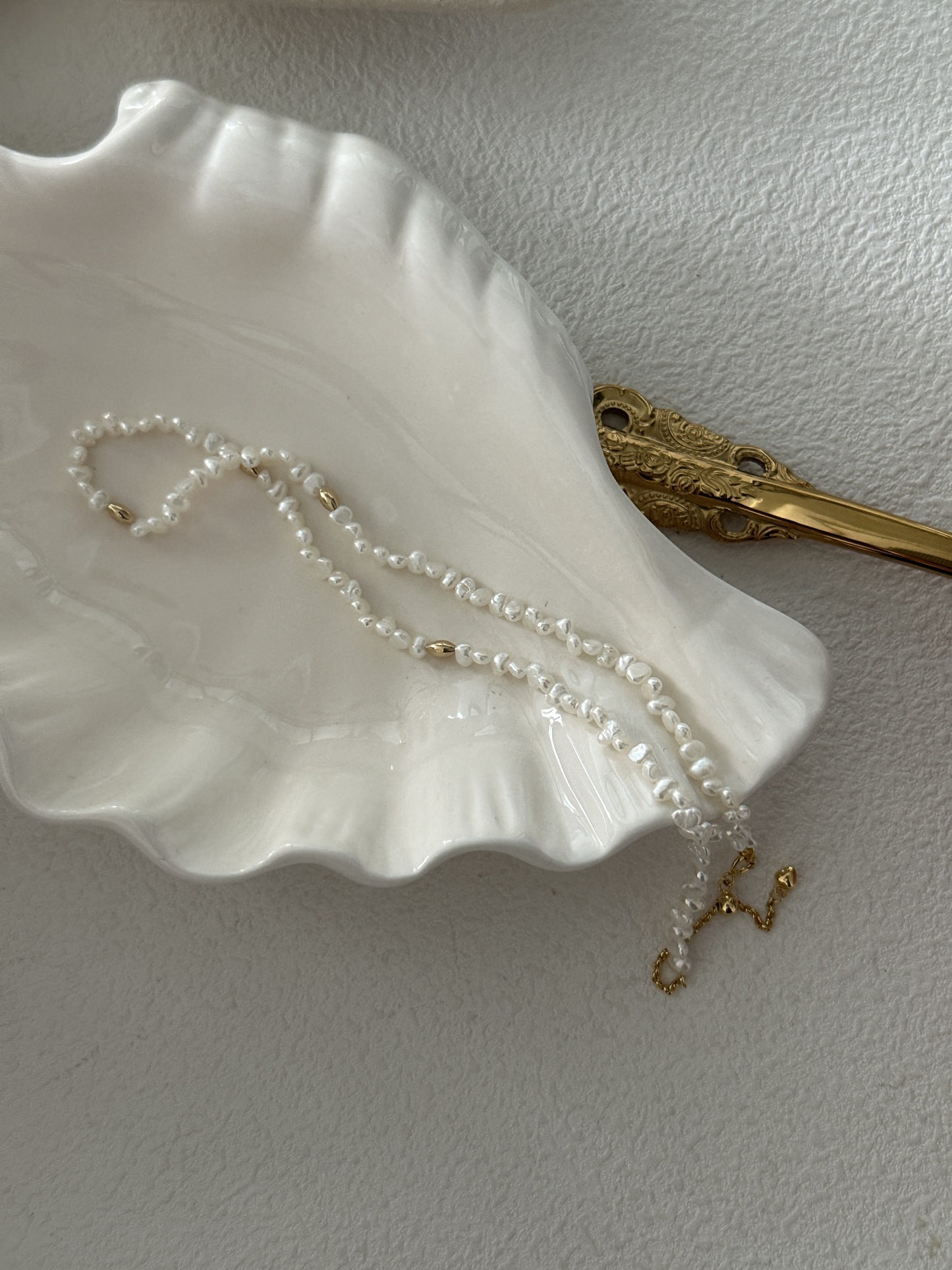 Mini baby gold bead necklace