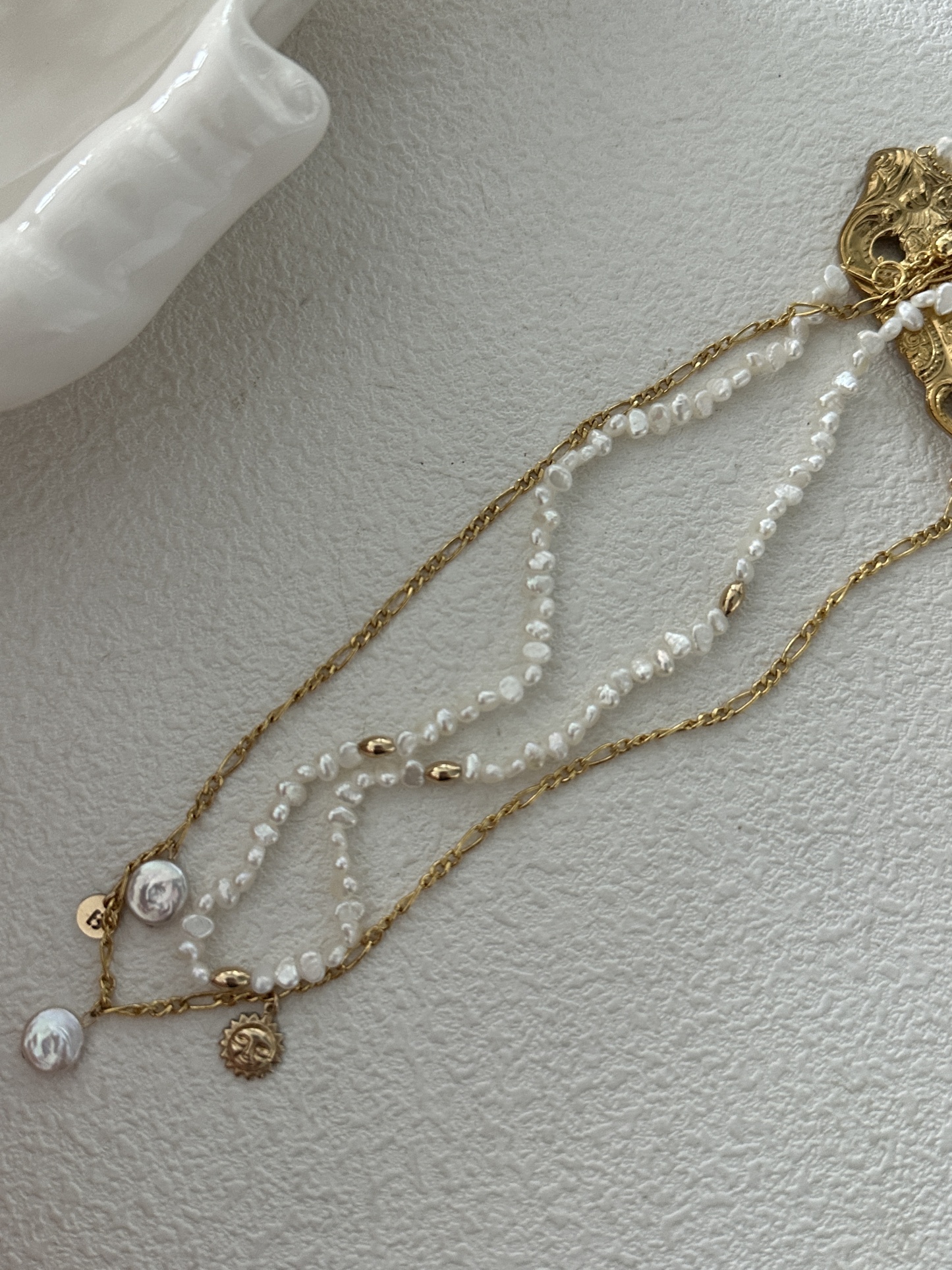 Mini baby gold bead necklace