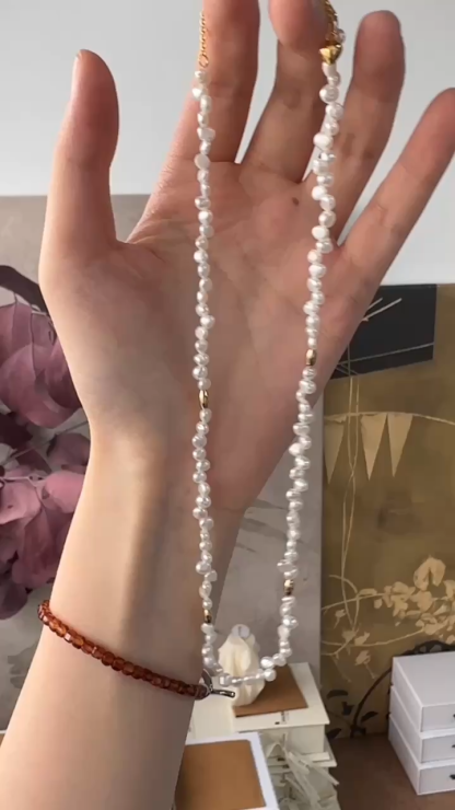 Mini baby gold bead necklace