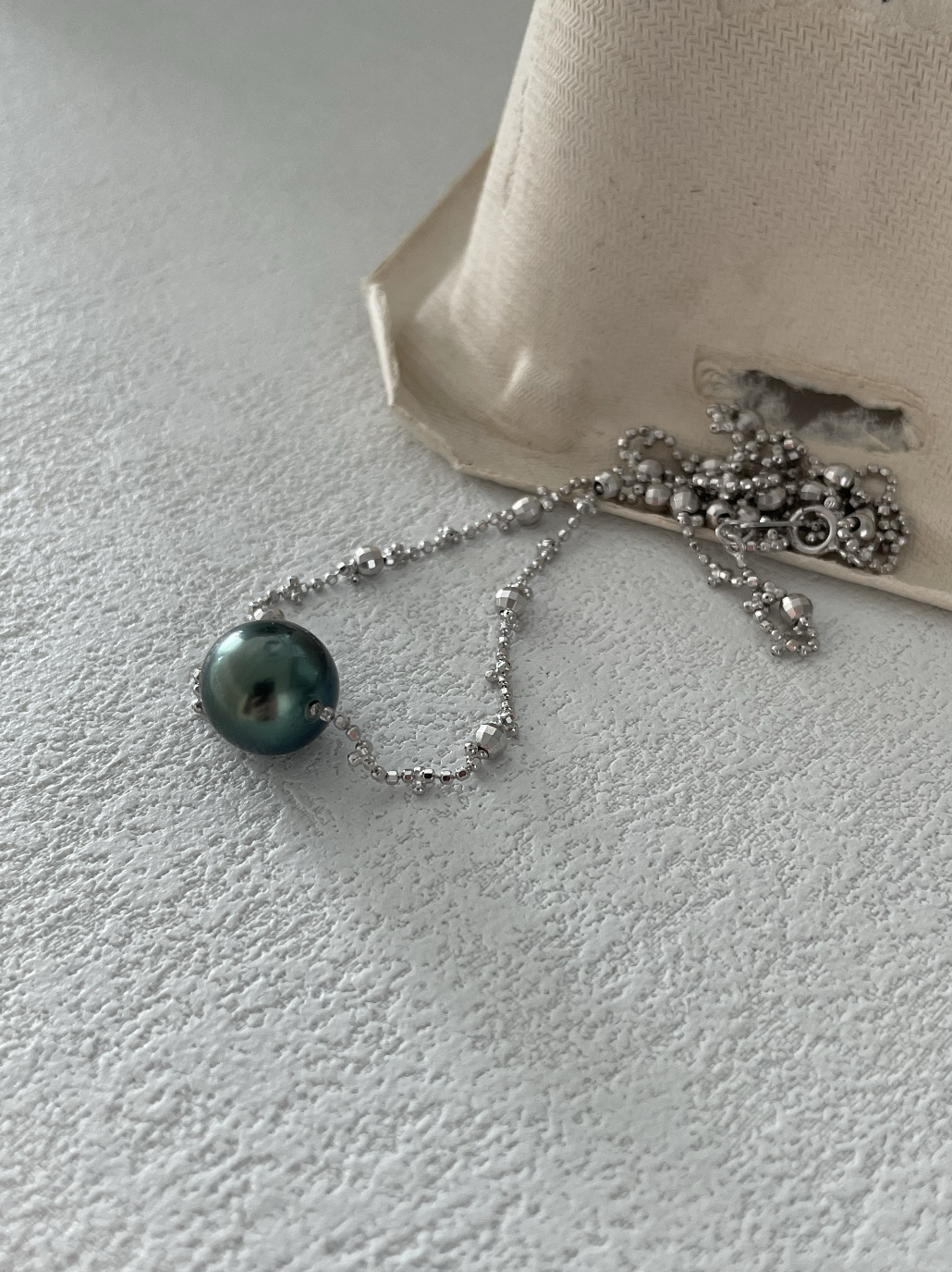 All-over sterling silver Tahitian fairy necklace