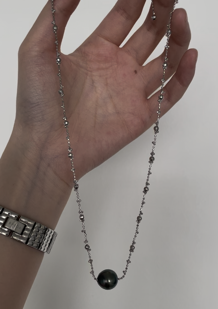 All-over sterling silver Tahitian fairy necklace