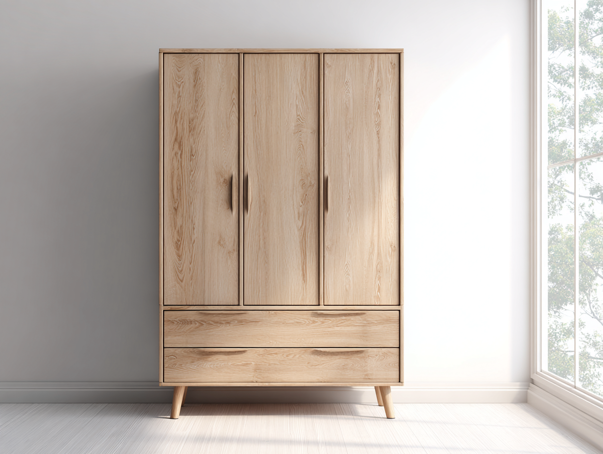 Armario-madera-165x56x208 cm-marrón-estilo nórdico-Habitatsta