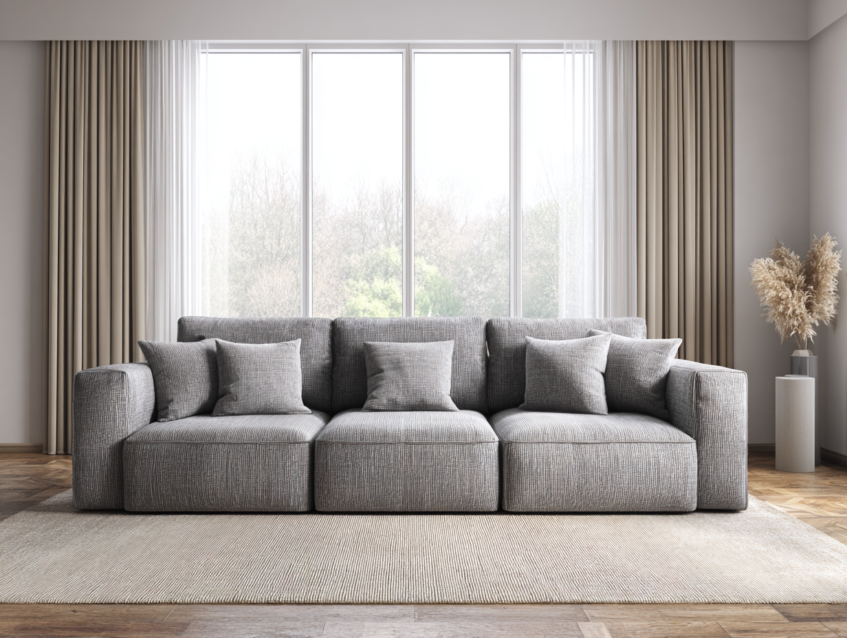 Sofás 3 plazas-tejido-236x97x84 cm-gris-estilo contemporáneo-Habitatsta