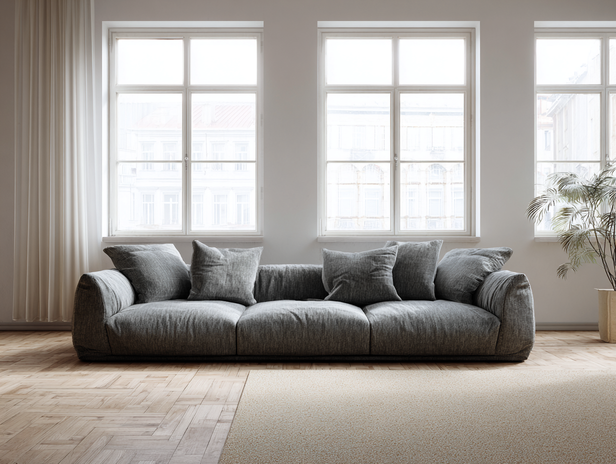 Sofás 3 plazas-tejido-238x98x83 cm-gris-estilo moderno-Habitatsta