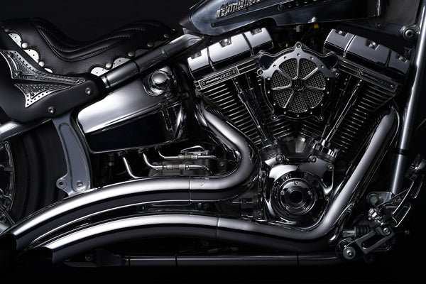 Closeup of a motorcycle engine