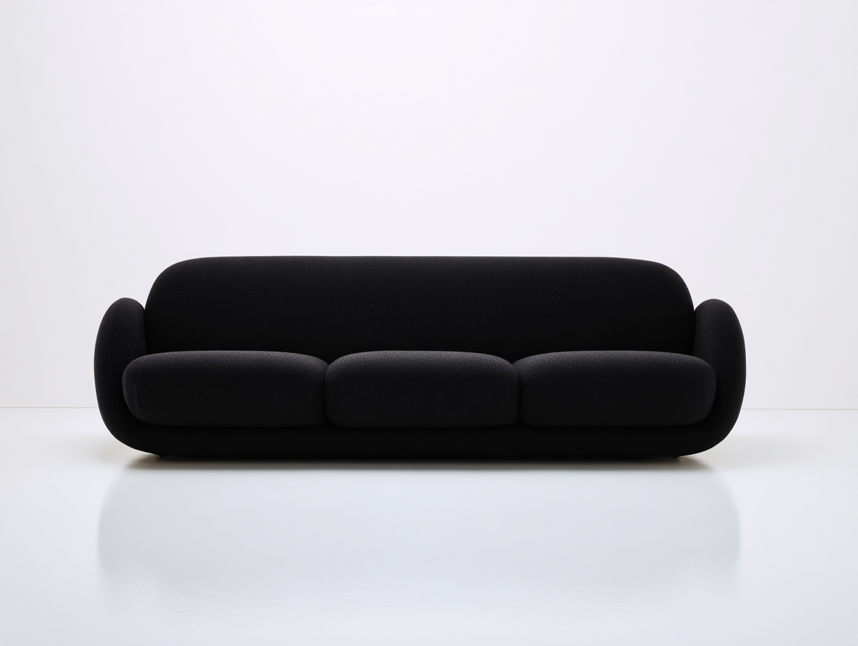 3 Seater Sofa 205×90×72 cm - Black - for living room