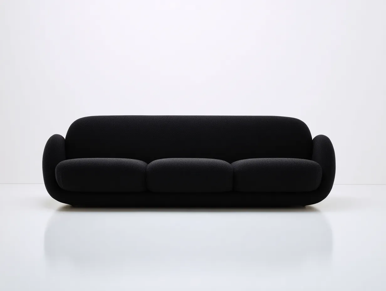 3 Seater Sofa 205×90×72 cm - Black - for living room