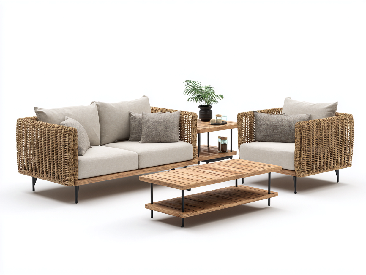 Garden Sofa Set 210×150×78 cm - beige - for garden