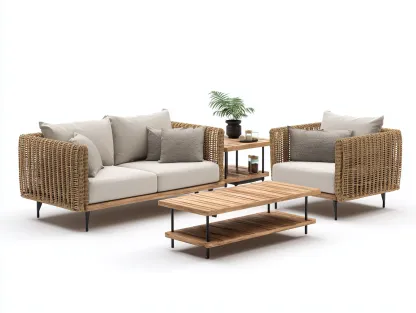 Garden Sofa Set 210×150×78 cm - beige - for garden