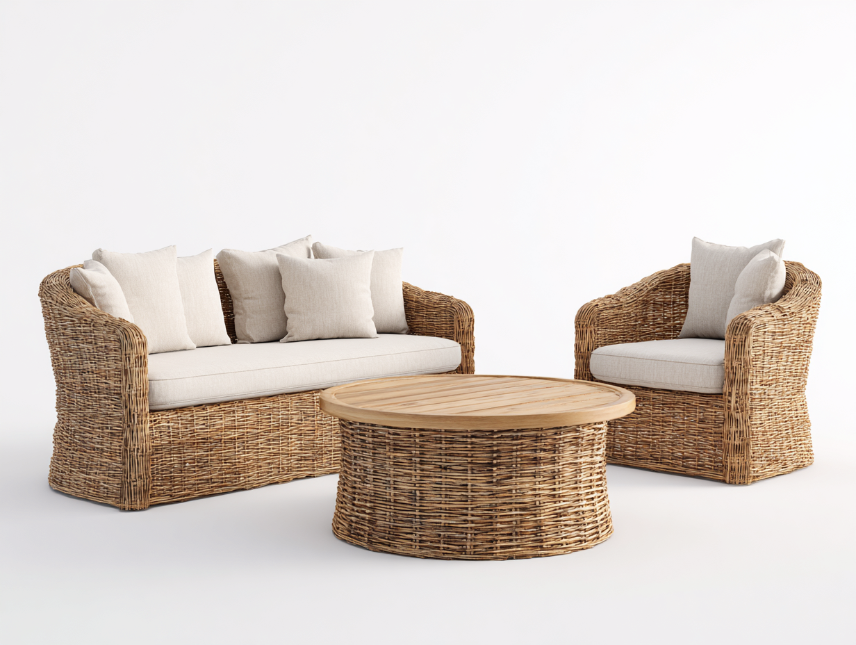 Garden Sofa Set 200×150×80 cm - beige - for garden
