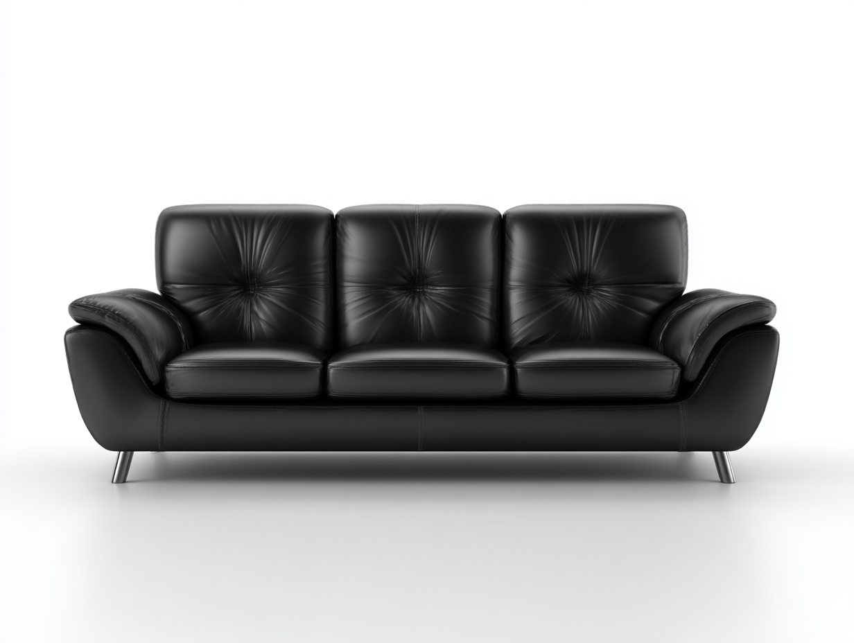 3 Seater Sofa 215×90×75 cm - Black - for living room