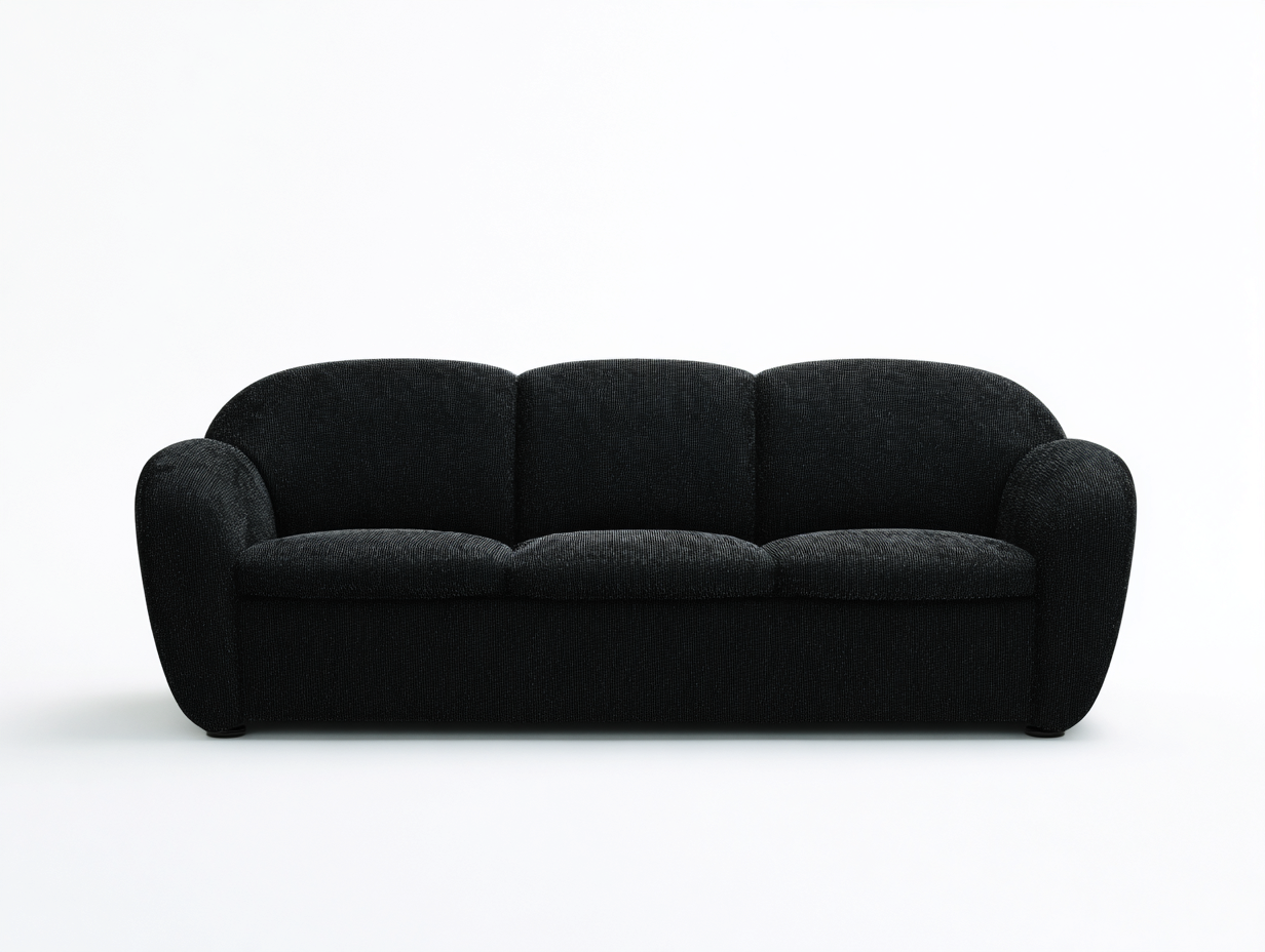 3 Seater Sofa 210×95×74 cm - Black - for living room