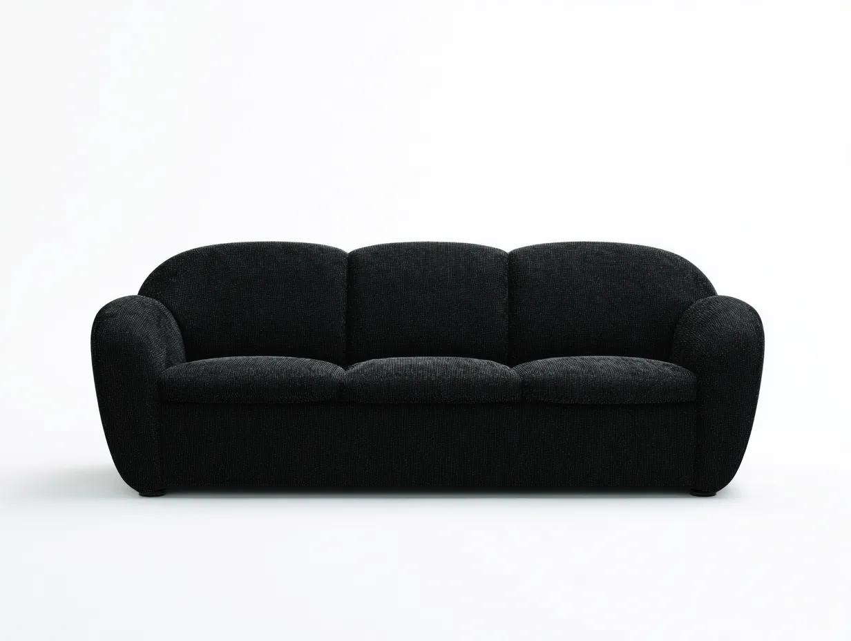 3 Seater Sofa 210×95×74 cm - Black - for living room