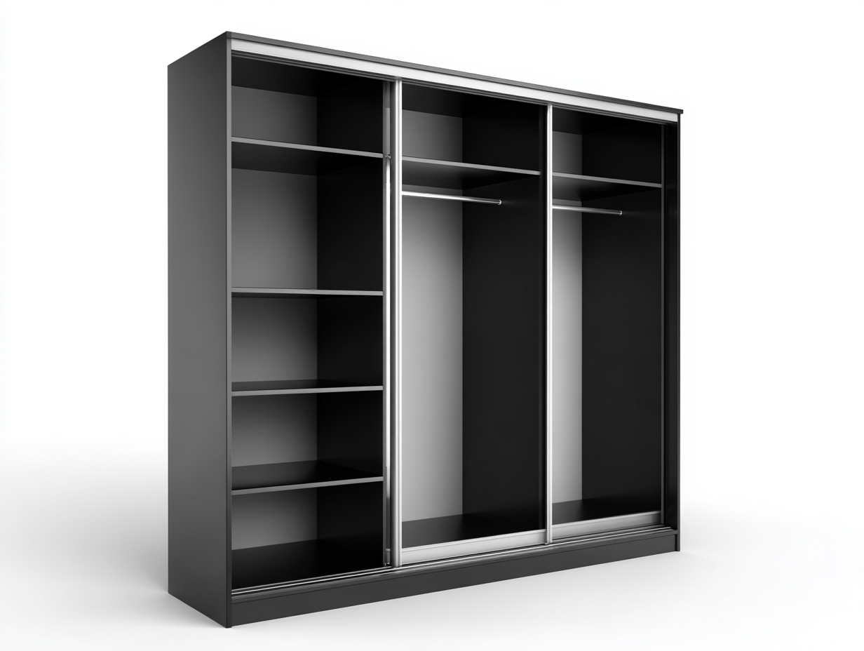 Wardrobe 220×60×200 cm - Black - for bedroom