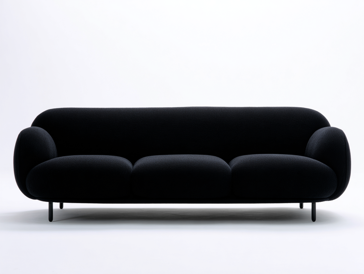 3 Seater Sofa 210×95×74 cm - Black - for living room