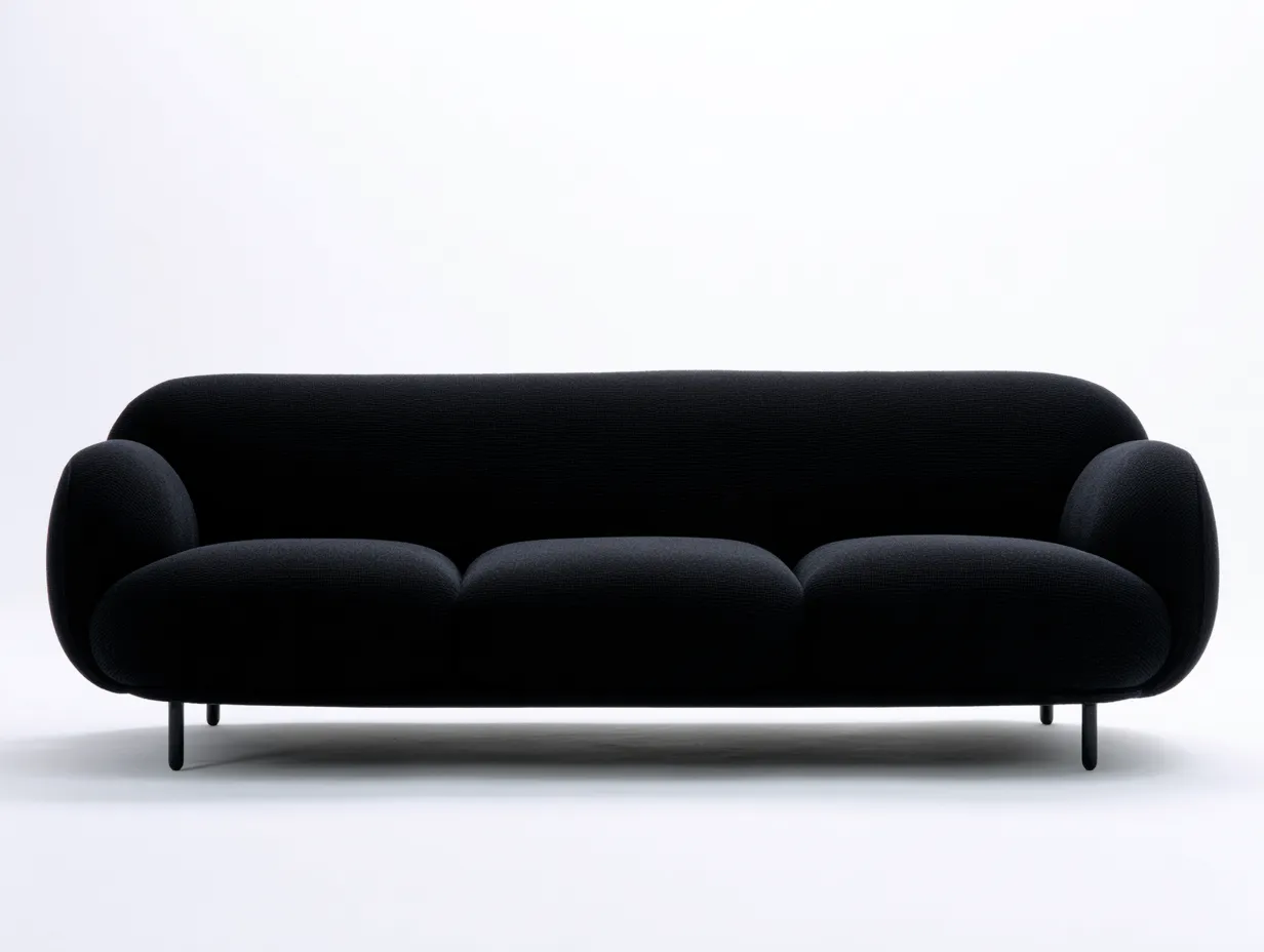 3 Seater Sofa 210×95×74 cm - Black - for living room
