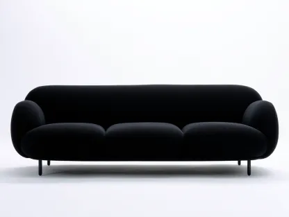 3 Seater Sofa 210×95×74 cm - Black - for living room