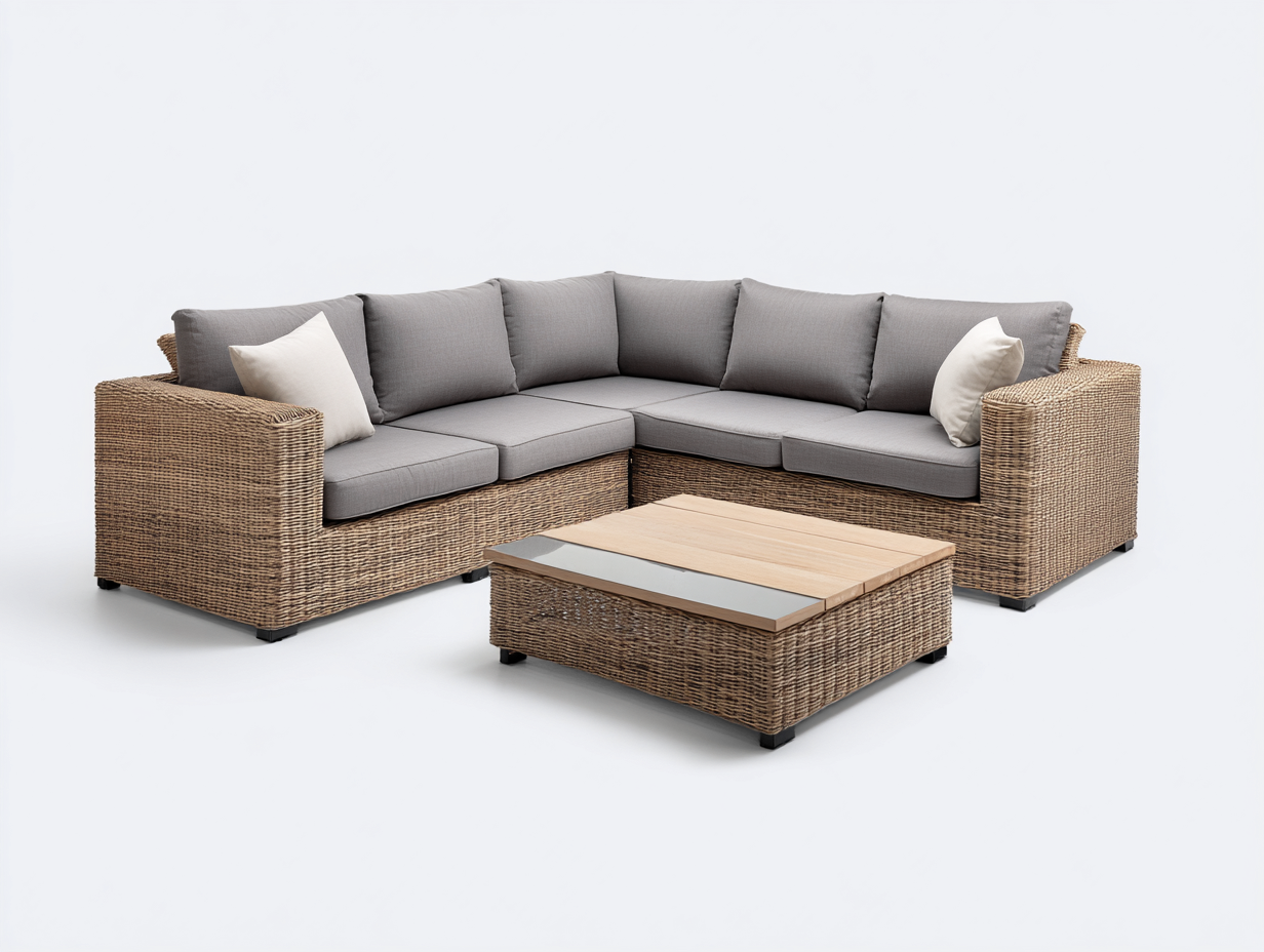 Corner Sofa Set 230×165×80 cm - grey - for garden