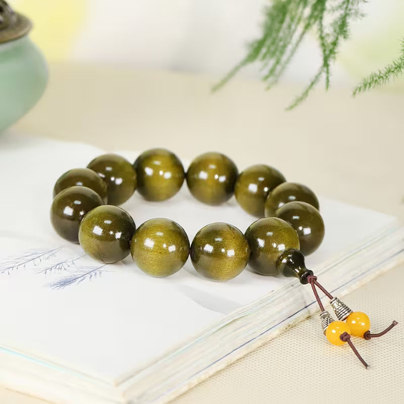 Vintage Natural Golden Silk Bamboo Bead Bracelet