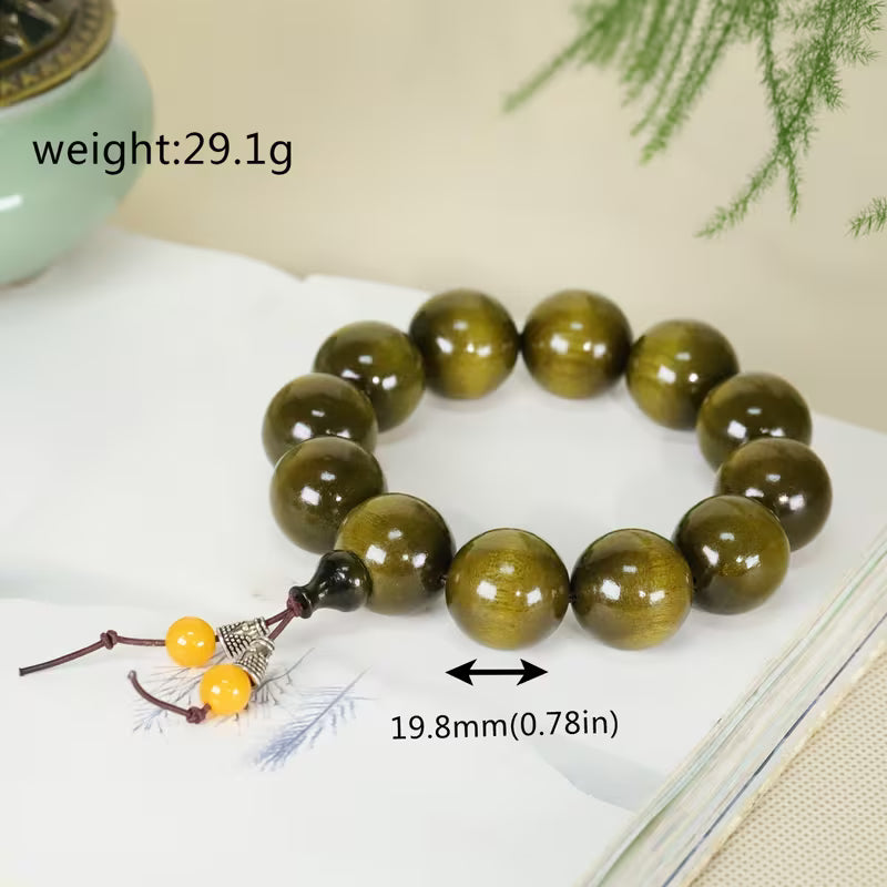Vintage Natural Golden Silk Bamboo Bead Bracelet