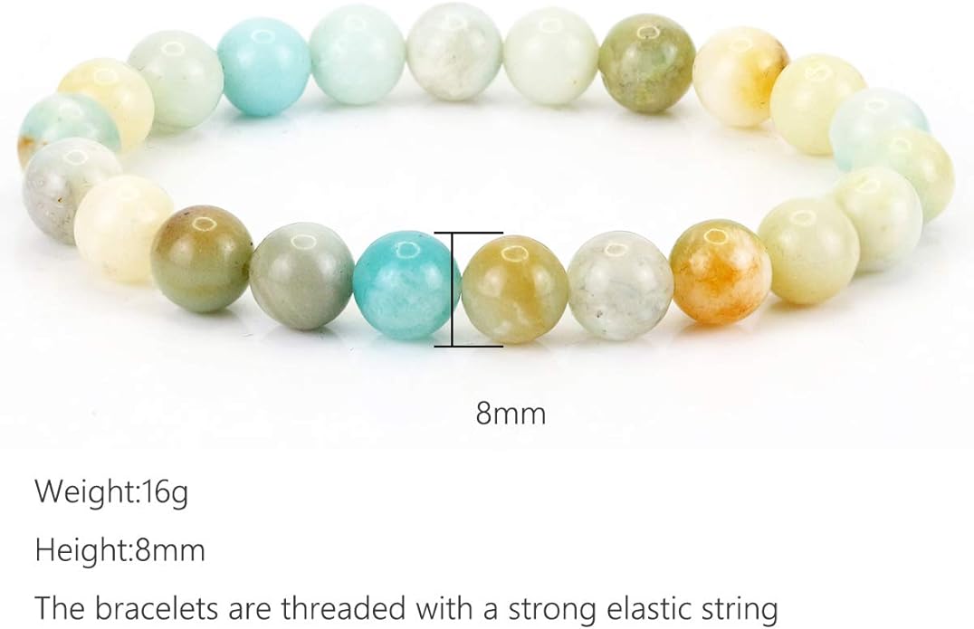 8mm Colored Natural Gemstone Bracelet