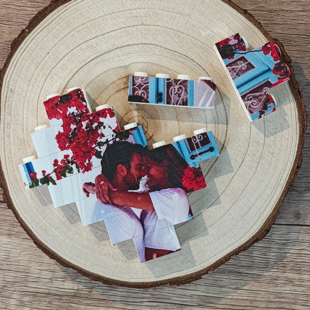 Custom Couple Figure Box with Brick Photo Valentine's Day Gift For Boyfriend Girfriend