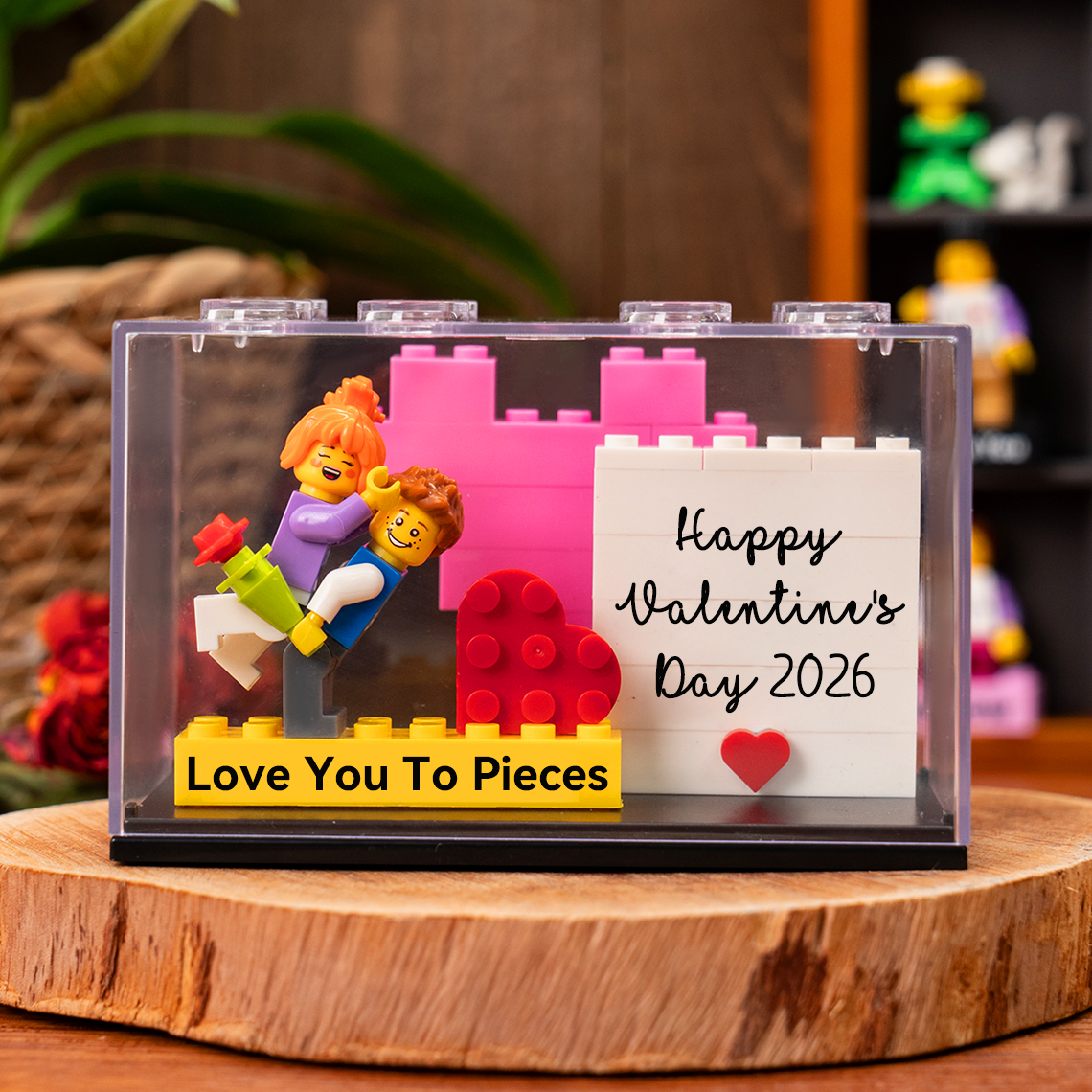 Custom Couple Figure Box with Brick Love Message Valentine's Day Gift