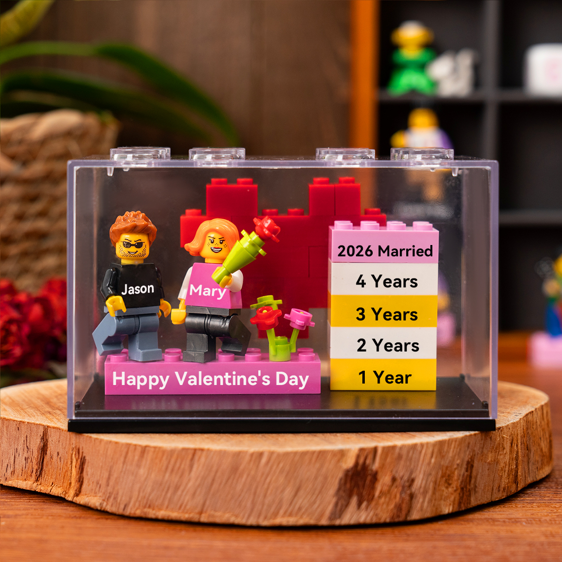 Custom Couple Figure Box with Brick Message Valentine's Day Gift