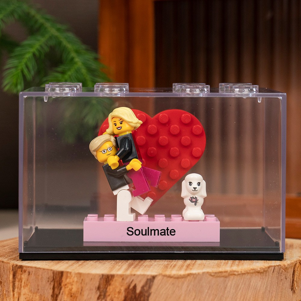 Custom Couple Figure Box with Brick Photo Valentine's Day Gift For Boyfriend Girfriend