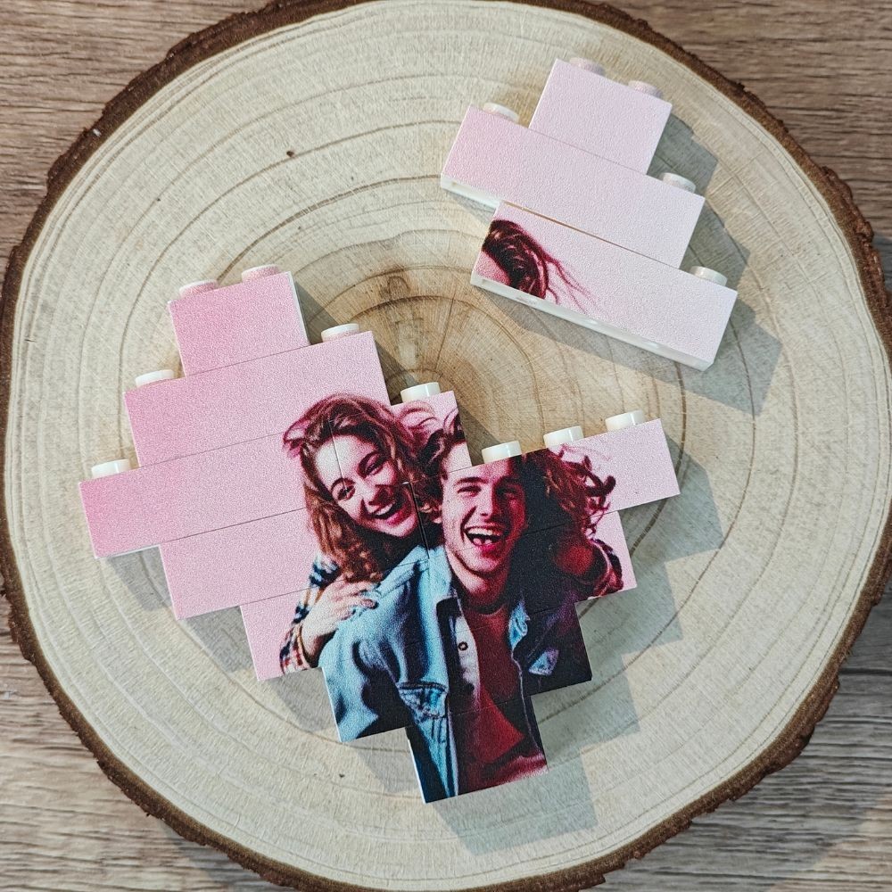 Personalized Couple Figure Frame with Brick Photo Valentine's Day Gift