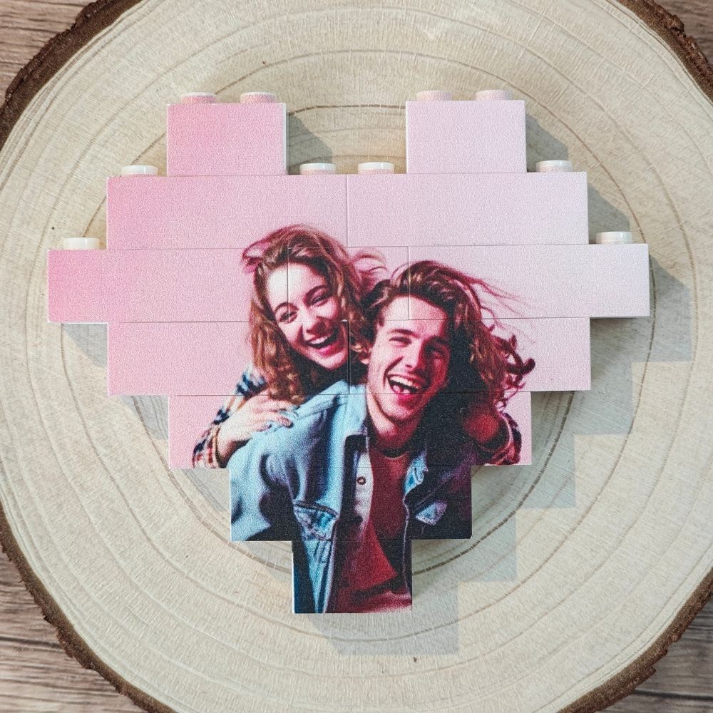 Personalized Couple Figure Frame with Brick Photo Valentine's Day Gift