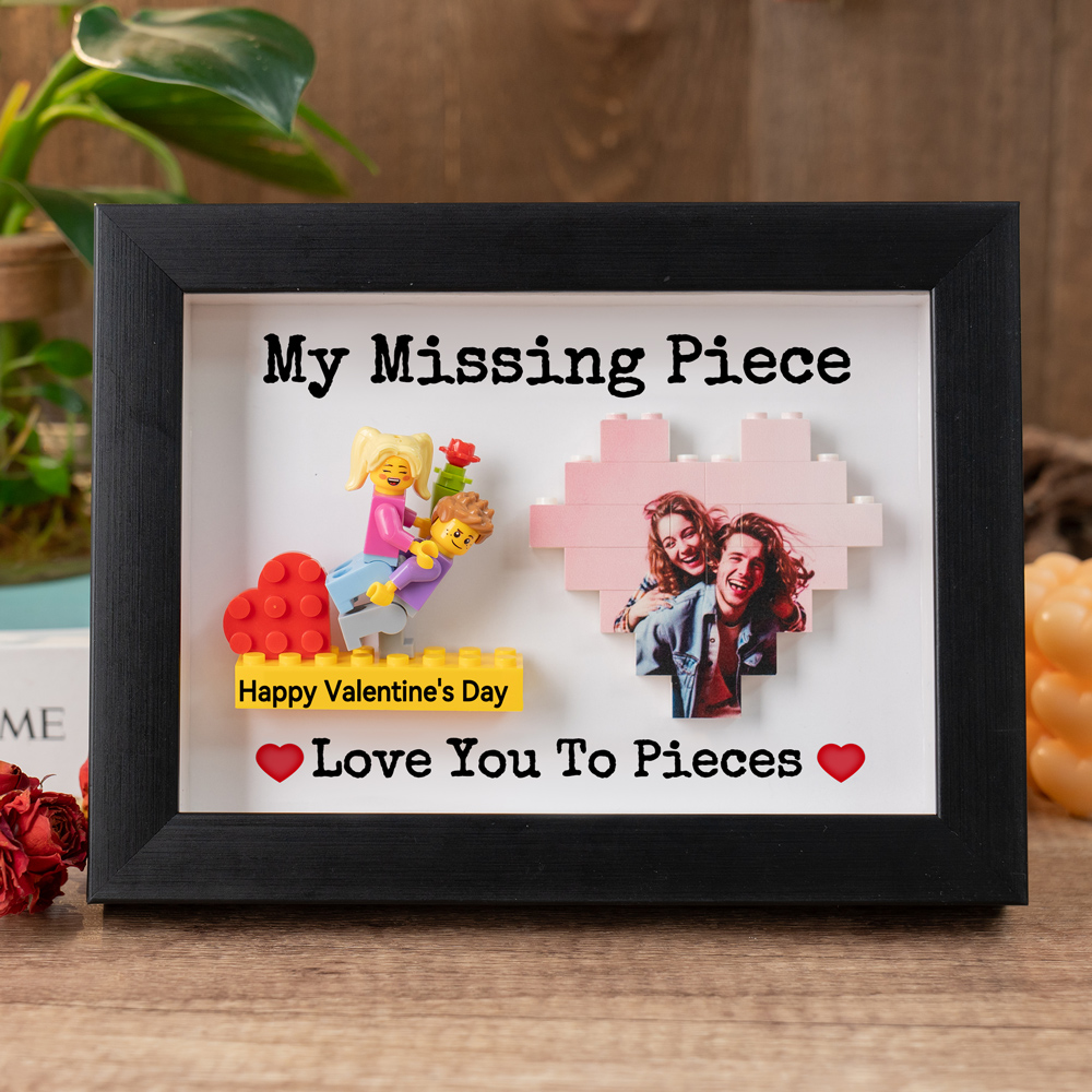 Personalized Couple Figure Frame with Brick Photo Valentine's Day Gift