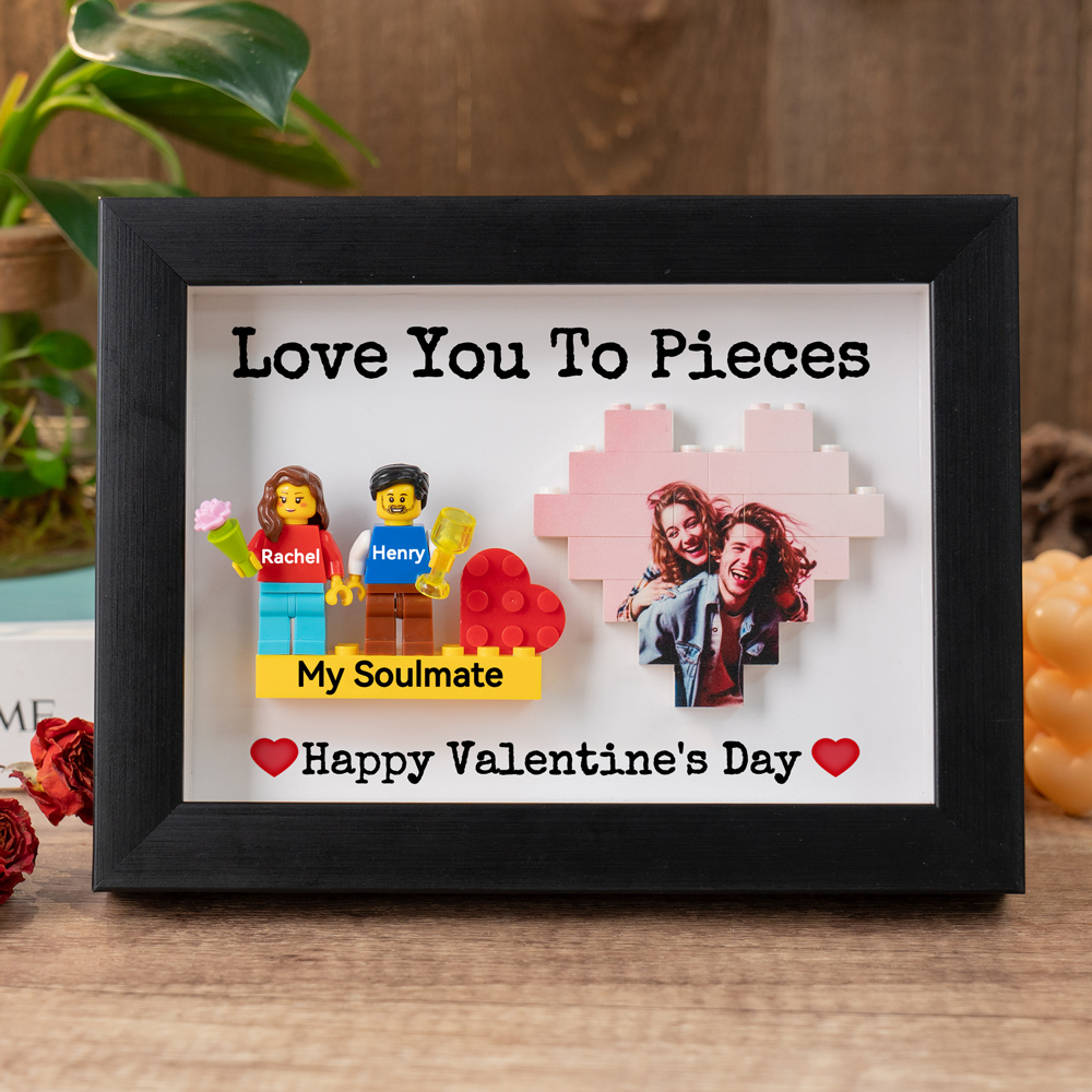 Personalized Couple Figure Frame with Brick Photo Valentine's Day Gift