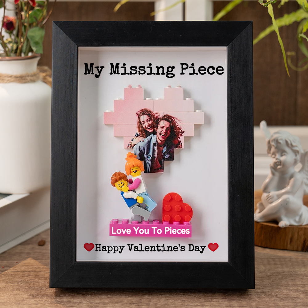 Personalized Couple Figure Frame with Brick Photo Valentine's Day Gift