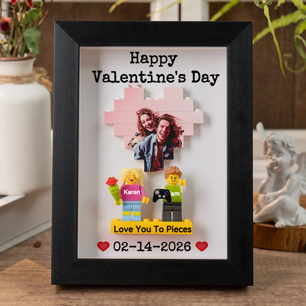 Personalized Couple Figure Frame with Brick Photo Valentine's Day Gift