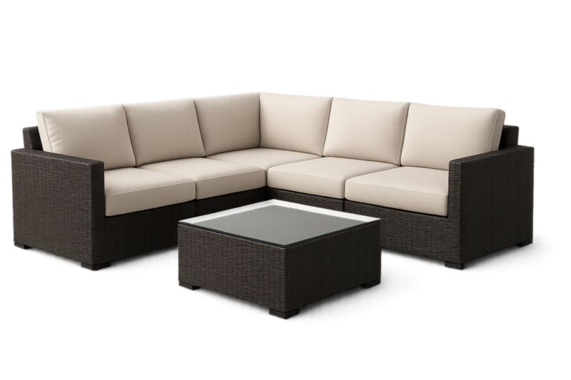 Ensemble de Salon de Jardin en Résine Tressée avec Table en Verre Trempé