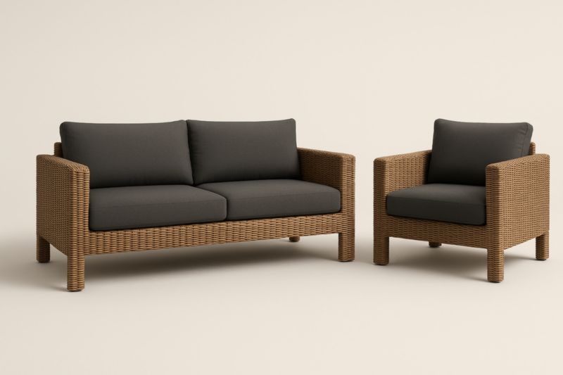 Ensemble de canapé d'extérieur en résine tressée avec tissu en polyester anthracite